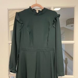 Miss Selfridge A line long sleeve dress with ruffles.